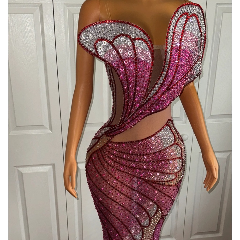 Glamorous Strapless Pink and Red Dress - Picture 2 of 3